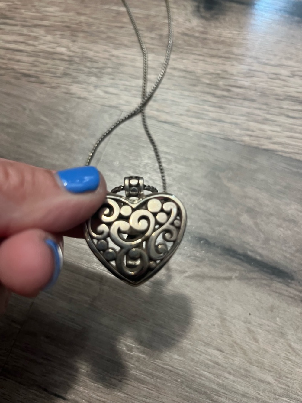 Brighton Silver Filigree Heart Pendant Lanyard/ Name Badge holder  - Silver